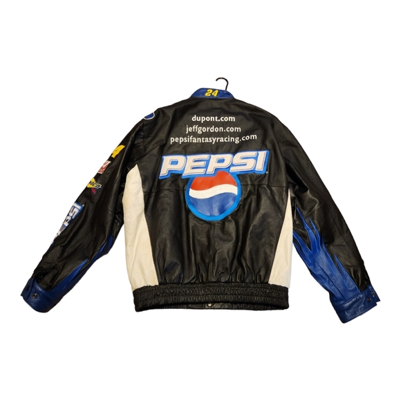 Vtg Jeff Gordon by Jeff Hamilton Pepsi Genuine Leather Jacket - Picture 2 of 10